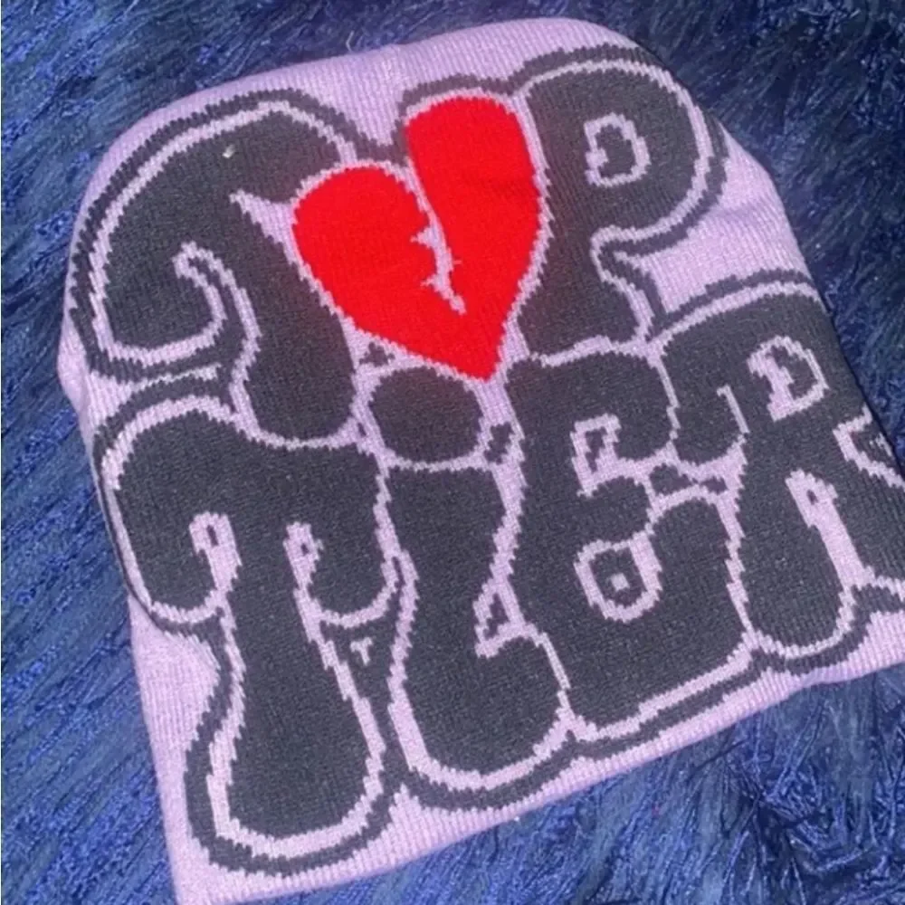 Top Tier Purple Beanie with Red Heart